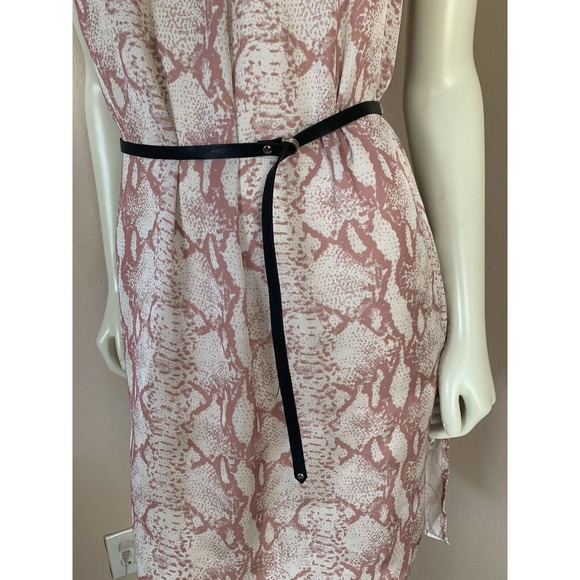 Rudsak Snakeskin Printed Mini Dress Small Womens Pink Faux Leather Trim Belt Top - Picture 6 of 12